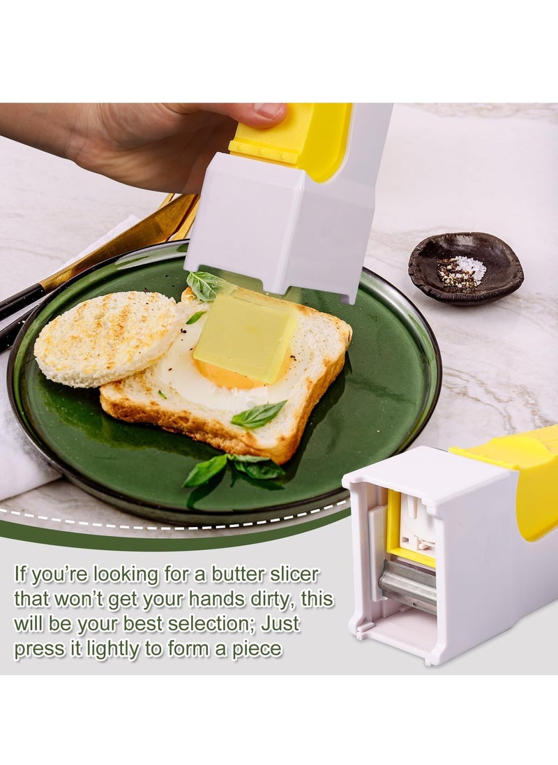 Butter Cutter Slicer, Pressing Style Butter Slicer Click with Stainless Steel Blade Butter Dispenser Stick to Store Butter Slicing Tool for Bread Toast Kitchen, without Dirtying Hands