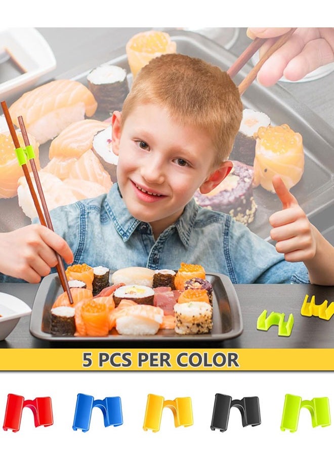 25Pcs Reusable Chopstick Helpers, Non Slippery Training Chopstick Hinges Connector Practice Chopsticks for Adults, Kids, Beginner, Trainers or Learner Multicolor