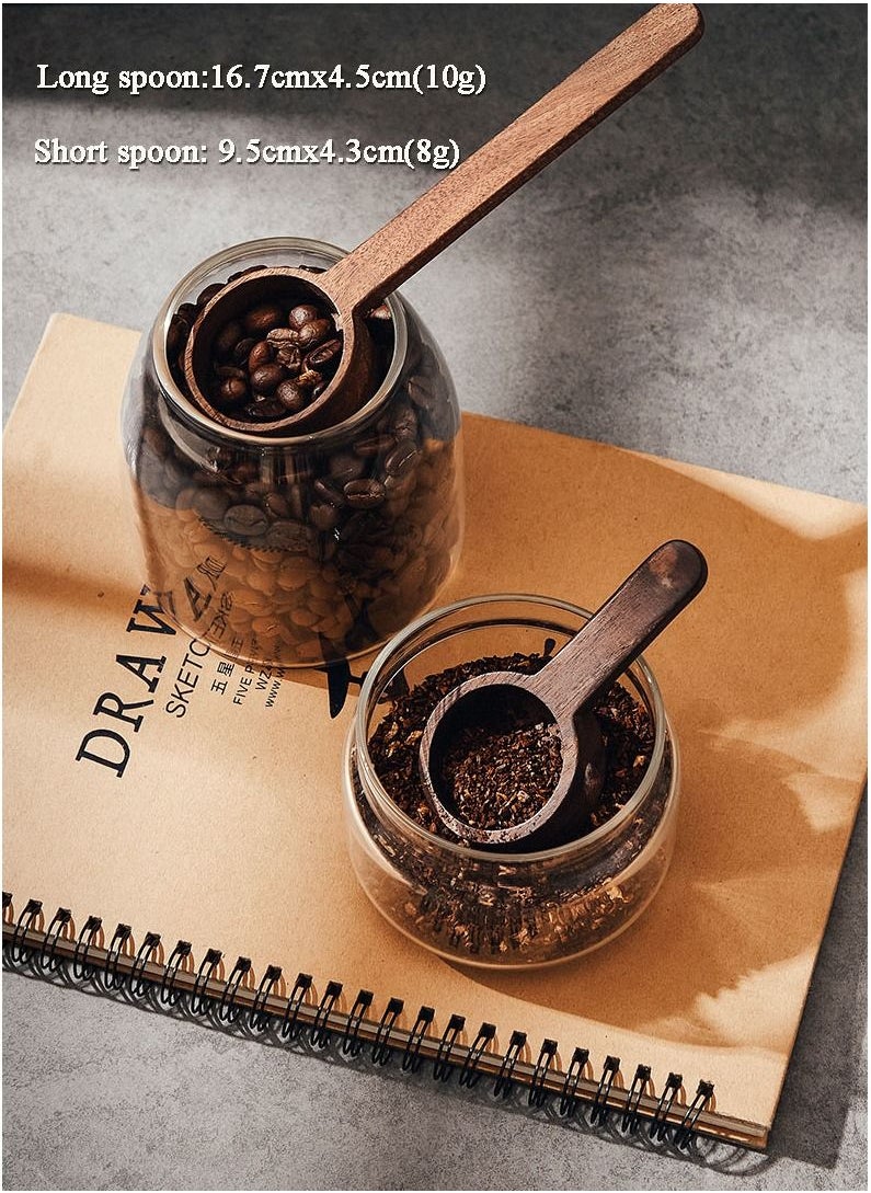 2 Pieces Coffee Spoons, Wooden Coffee Ground Spoon, Measuring for Ground Beans or tea, Soup Cooking Mixing Stirrer Kitchen Tools Utensils