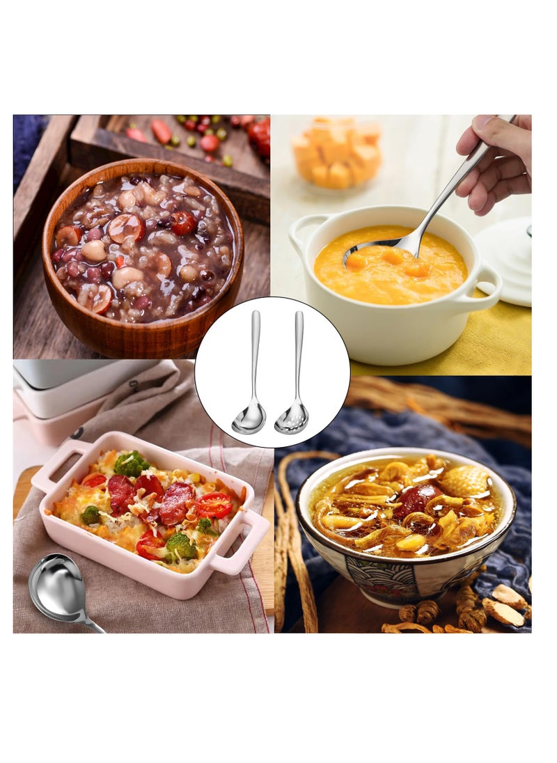 Stainless Steel Serving Spoons, 4 Pcs Catering Serving Utensils, Slotted Serving Spoons, Skimmer Perforated Spoons, Stainless Steel Buffet Banquet Spoons, for Party Buffet Catering Banquet
