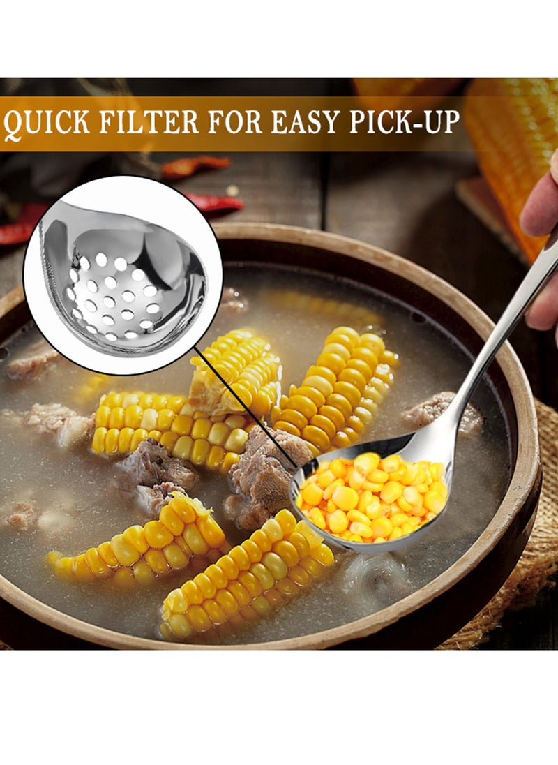 Stainless Steel Serving Spoons, 4 Pcs Catering Serving Utensils, Slotted Serving Spoons, Skimmer Perforated Spoons, Stainless Steel Buffet Banquet Spoons, for Party Buffet Catering Banquet