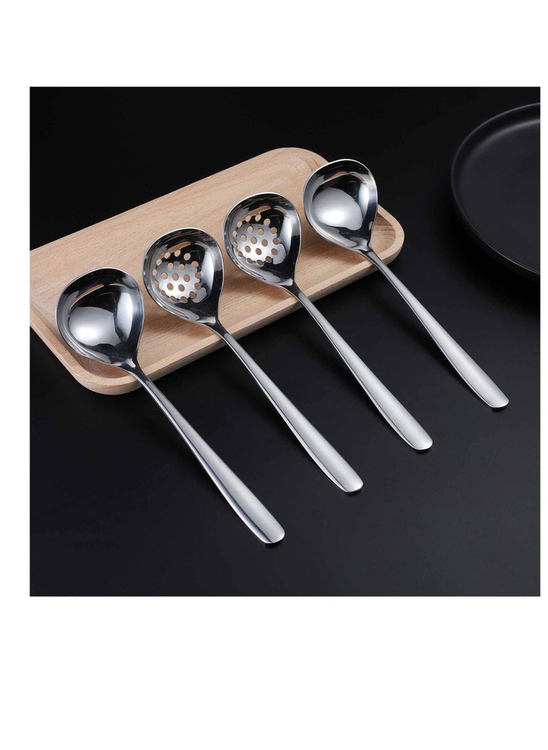 Stainless Steel Serving Spoons, 4 Pcs Catering Serving Utensils, Slotted Serving Spoons, Skimmer Perforated Spoons, Stainless Steel Buffet Banquet Spoons, for Party Buffet Catering Banquet