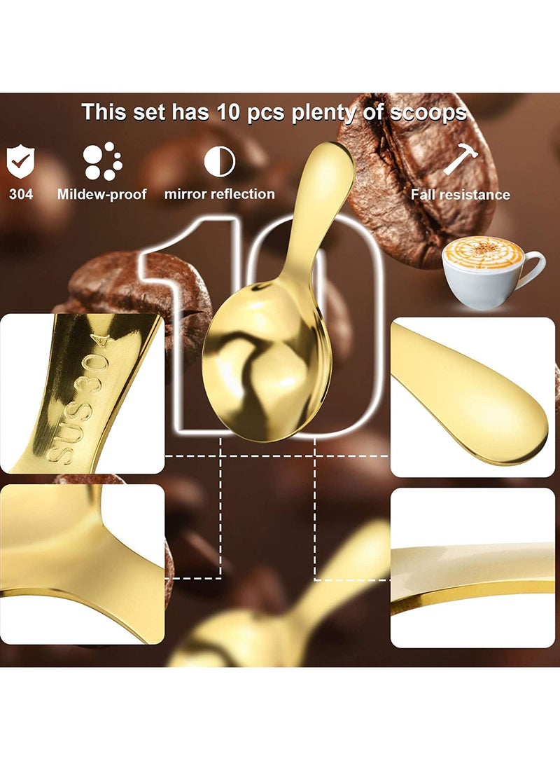 10 PCS Dessert Tasting Spoons, 3.54 inch Food Grade Stainless Steel Short Handle Spoons- Dishwasher Safe, Golden Mini Spoons for Home, Kitchen or Restaurant