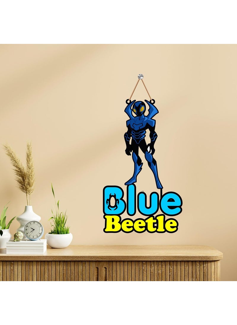 Blue Beetle Wooden Wall Hanging Decor Quotes Wall Dcor Wall Art Size 9x12