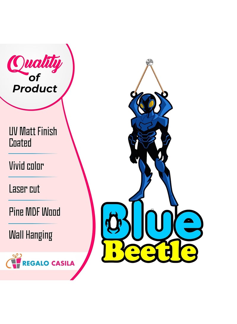 Blue Beetle Wooden Wall Hanging Decor Quotes Wall Dcor Wall Art Size 9x12