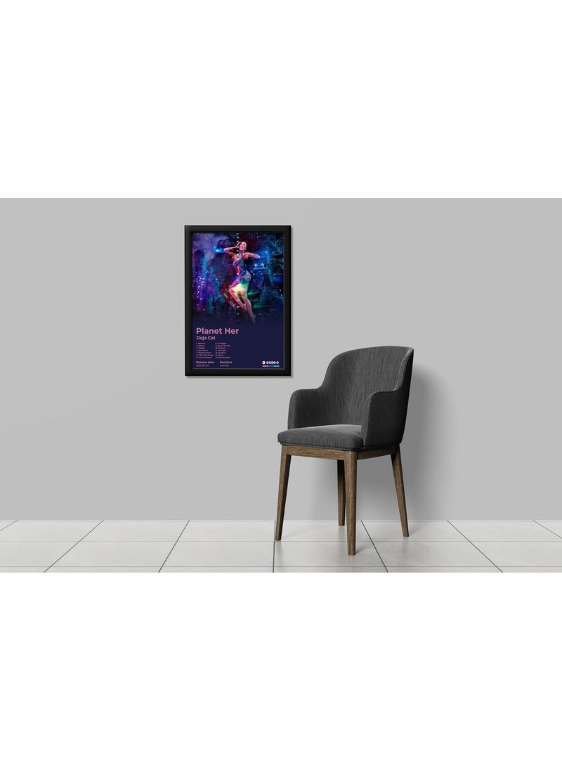 BLINKART DOJA CATPlanet Her Popular Music Album Songs Hanging Wall ArtWork Photo Frames 13x10 inch Decoration For Home Bedroom Living Room Aesthetics Artworks Spotify Song Link QR Code