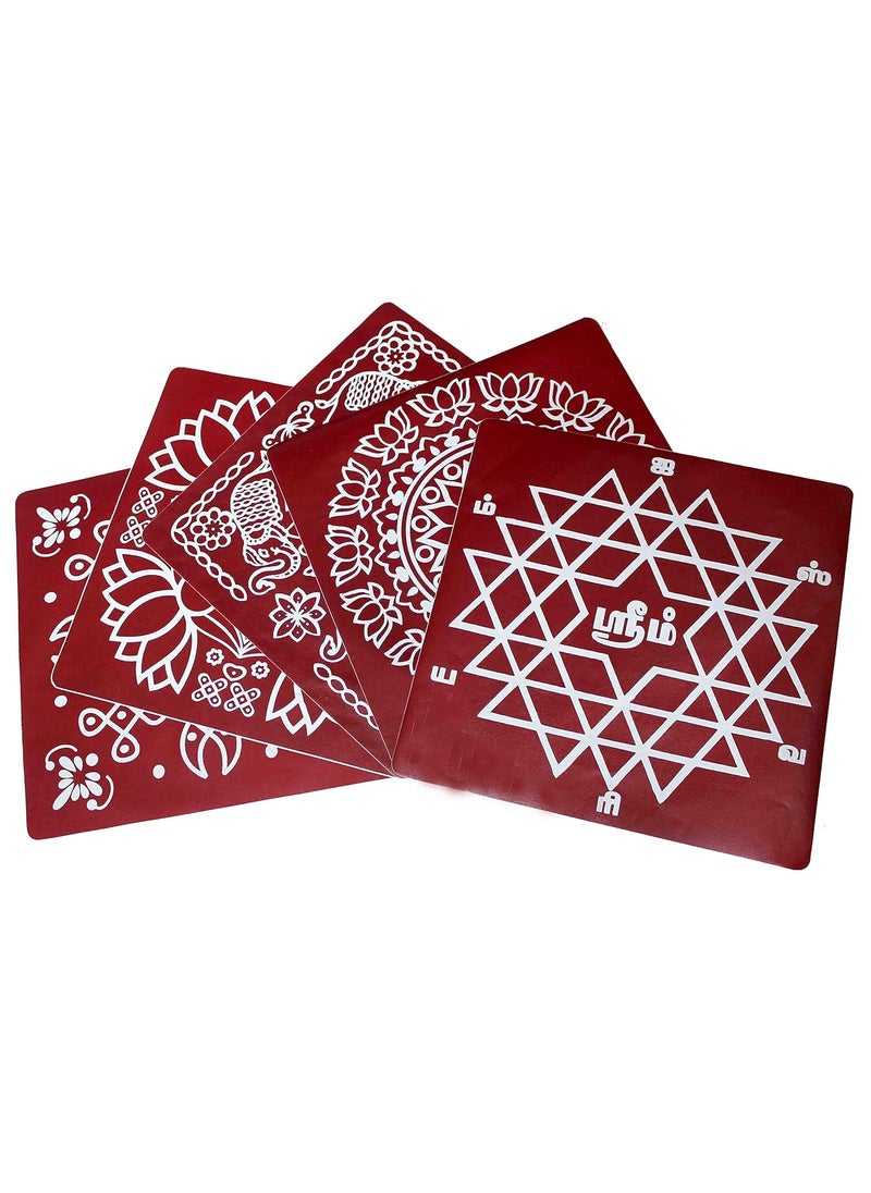 ABS HERBALS RangoliKolam Sticker Traditional Handmade Kolam ArtDesign Sticker for Pooja Room Home Entrance Tile Floor Meroon MM4 MP5