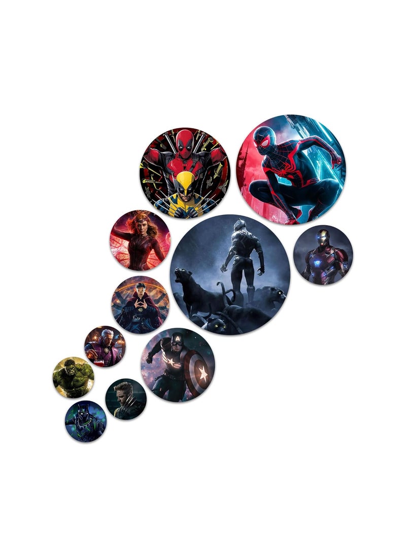 BookYourGIFT The Superhero Wooden Wall Plates For Home DecorPack Of 11