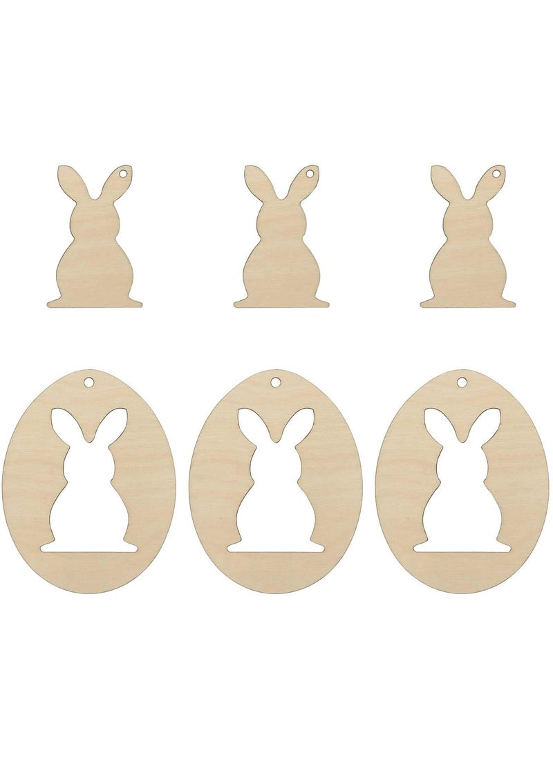 Cliths 20 Sets Rabbit Wood Cutouts Unfinished Wooden DIY Crafts Easter Wood Hanging Gift Tags with Ropes for Home DIY Projects Craft Happy Easter Party Decor 394x3 Inches