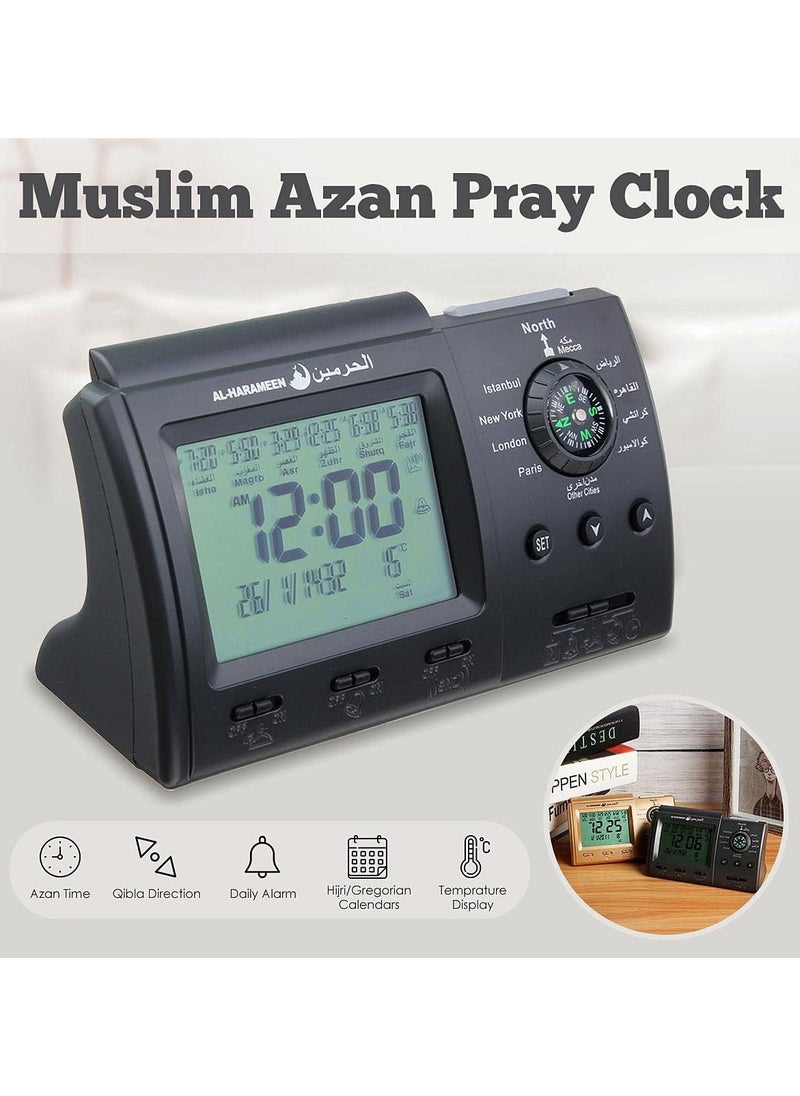 AL-HARAMEEN Muslim Prayer Alarm Clock,Digital Automatic Islamic Azan Muslim Prayer Alarm Table Clock Islamic Clock Table Muslim Prayer Azan Clock for Home Bedroom Office Decor