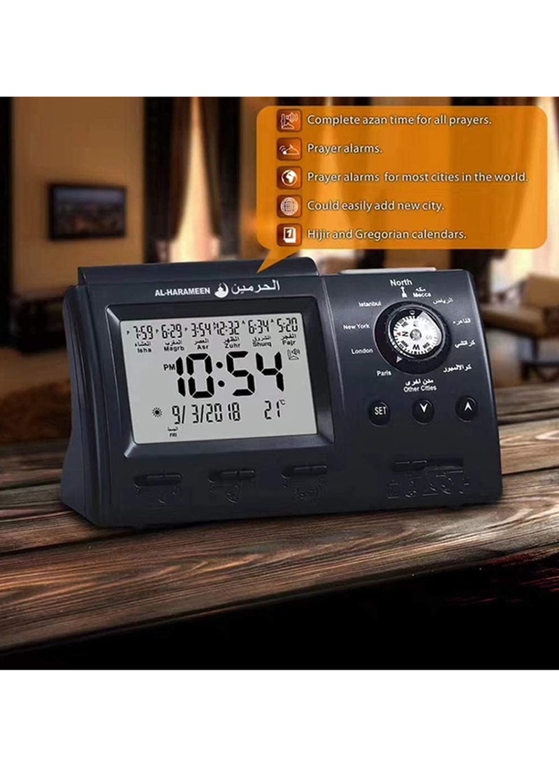 AL-HARAMEEN Muslim Prayer Alarm Clock,Digital Automatic Islamic Azan Muslim Prayer Alarm Table Clock Islamic Clock Table Muslim Prayer Azan Clock for Home Bedroom Office Decor