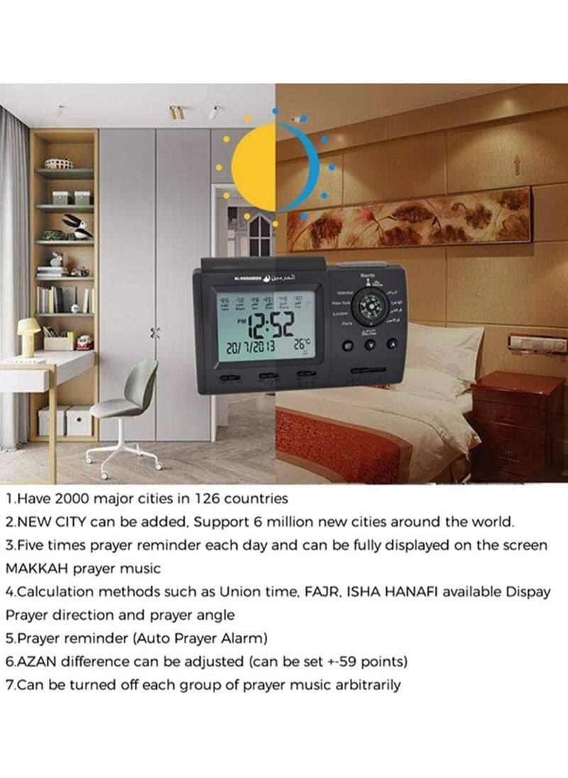 AL-HARAMEEN Muslim Prayer Alarm Clock,Digital Automatic Islamic Azan Muslim Prayer Alarm Table Clock Islamic Clock Table Muslim Prayer Azan Clock for Home Bedroom Office Decor