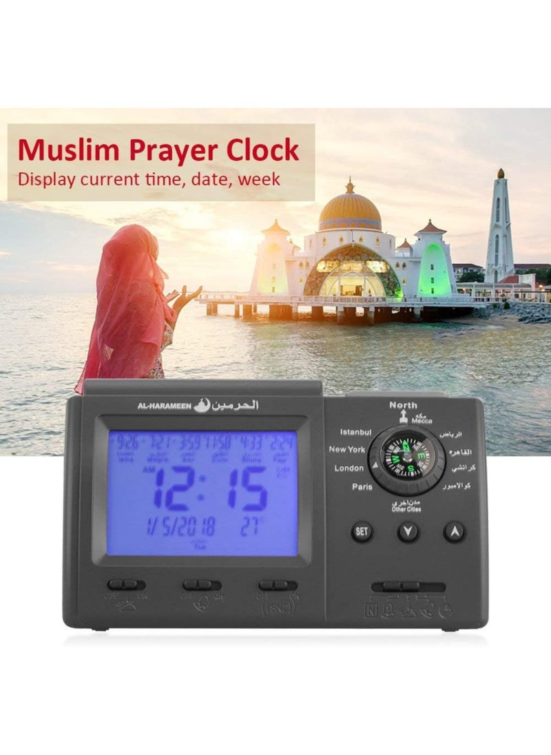 AL-HARAMEEN Muslim Prayer Alarm Clock,Digital Automatic Islamic Azan Muslim Prayer Alarm Table Clock Islamic Clock Table Muslim Prayer Azan Clock for Home Bedroom Office Decor