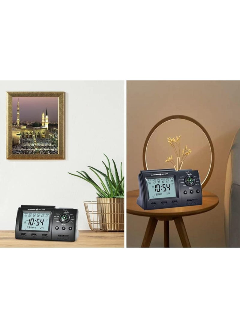 AL-HARAMEEN Muslim Prayer Alarm Clock,Digital Automatic Islamic Azan Muslim Prayer Alarm Table Clock Islamic Clock Table Muslim Prayer Azan Clock for Home Bedroom Office Decor