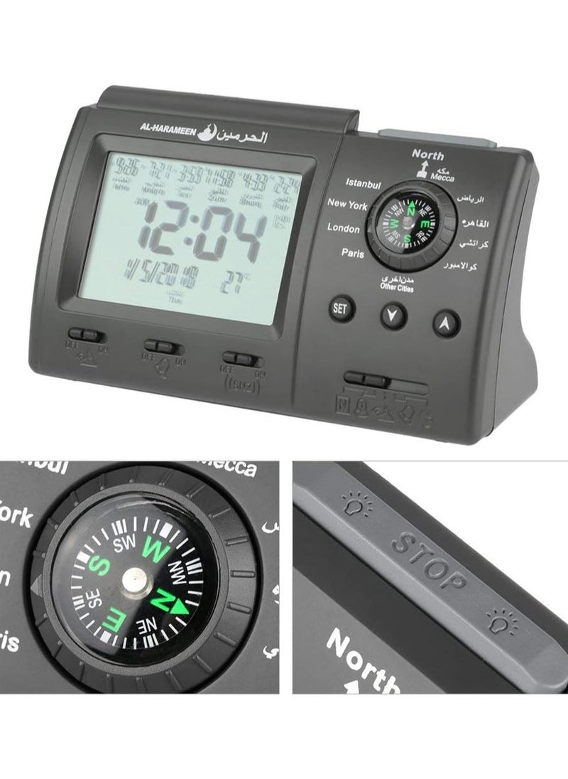 AL-HARAMEEN Muslim Prayer Alarm Clock,Digital Automatic Islamic Azan Muslim Prayer Alarm Table Clock Islamic Clock Table Muslim Prayer Azan Clock for Home Bedroom Office Decor
