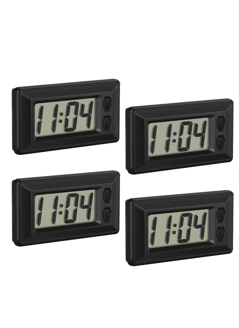 4 Pieces Small Digital Clock Mini Car Clock LCD Car Dashboard Time Clock Vehicle Electronic Clock for Car Truck Home Desk Office