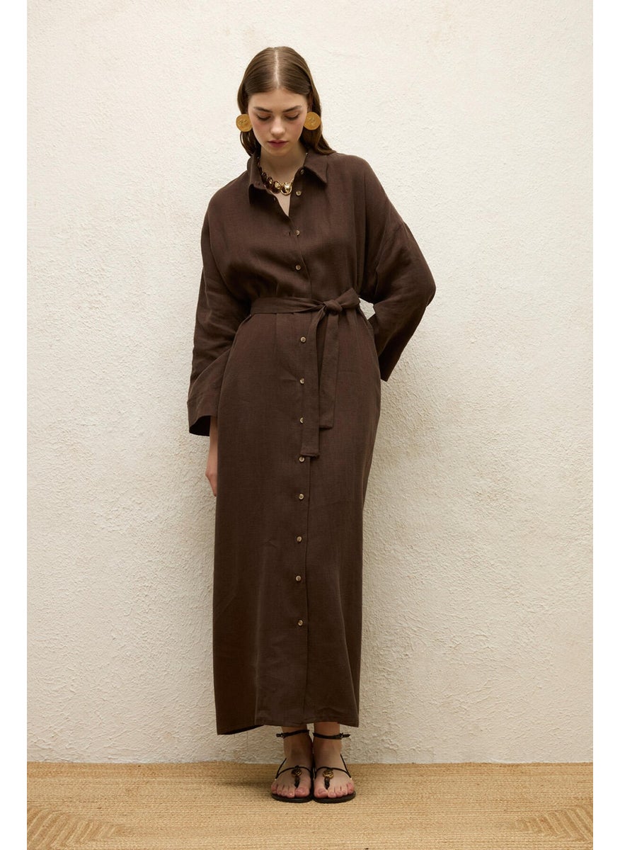 Linen Dress Bitter Coffee