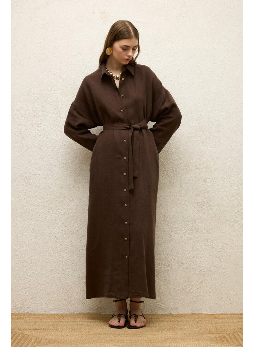 Linen Dress Bitter Coffee