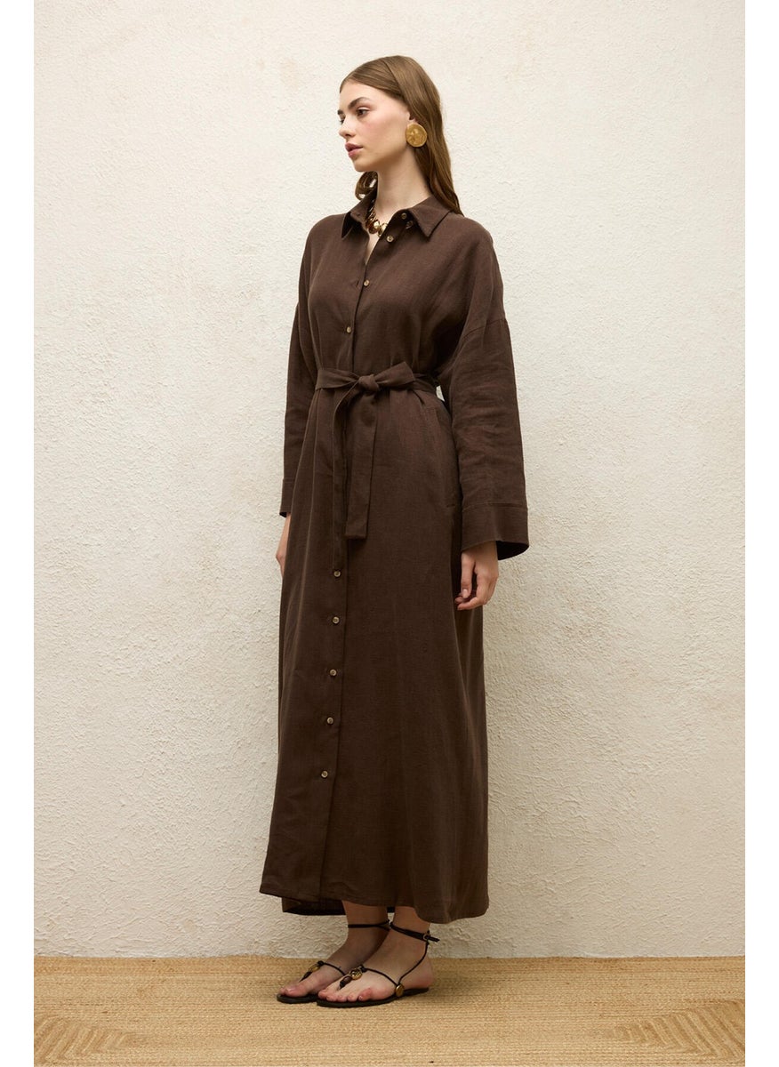 Linen Dress Bitter Coffee