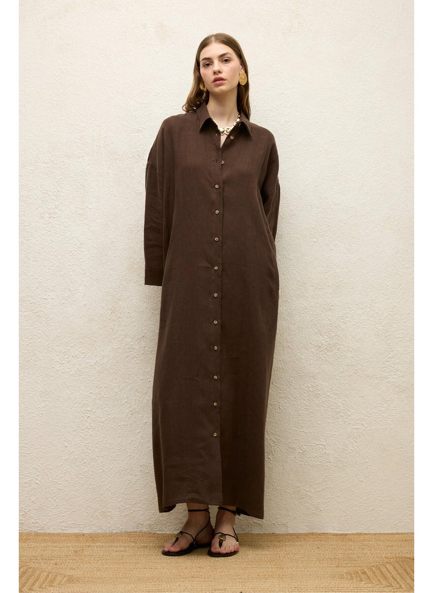 Linen Dress Bitter Coffee