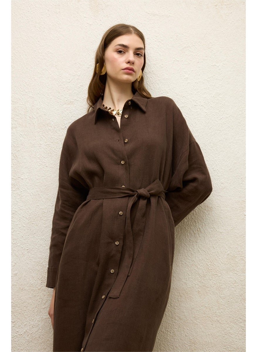 Linen Dress Bitter Coffee