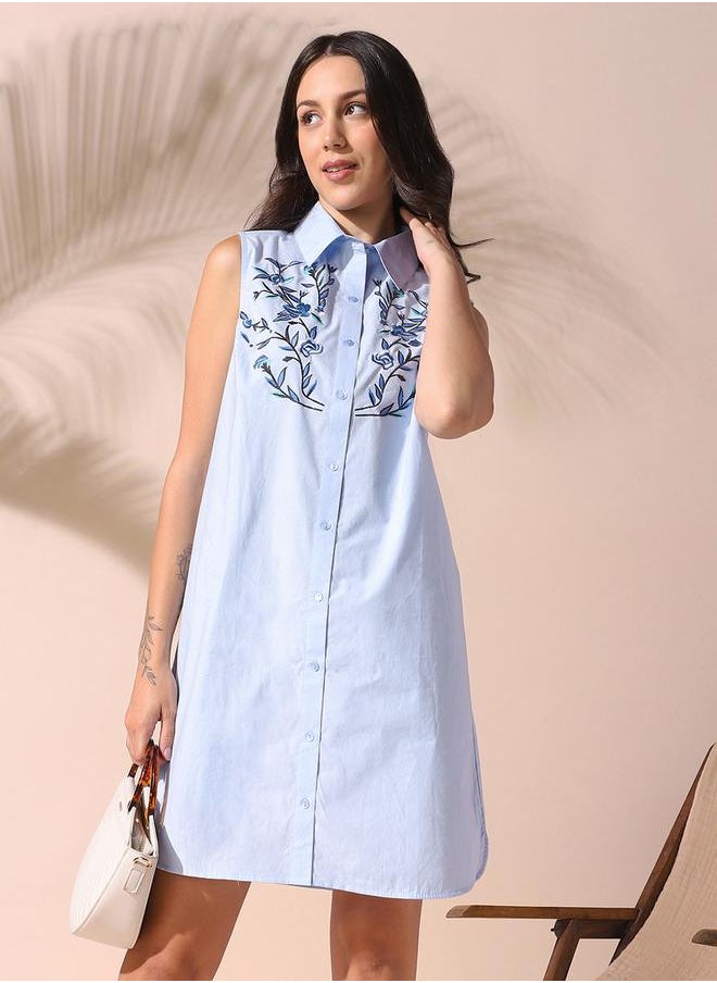 Embroidered Sleeveless Dress