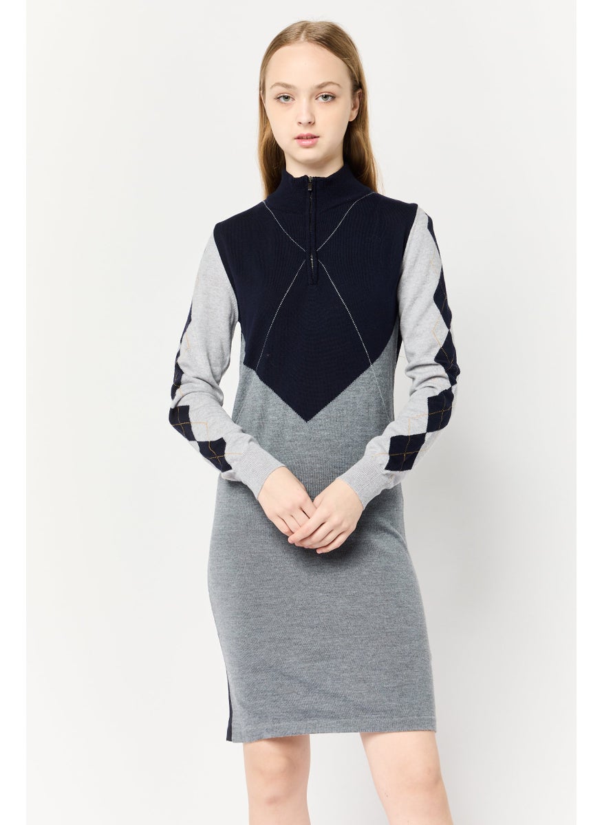 Women Knitted Sweater Dress, Multicolor