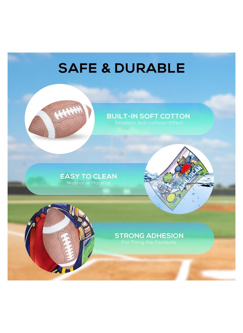 Football Toss Target Games Football Throwing Target Toy with Velcro Goal Soft Footballs Fun Indoor Outdoor Backyard Party Throwing Game Sports Gifts Toys for Boys Girls and Family Fun Play