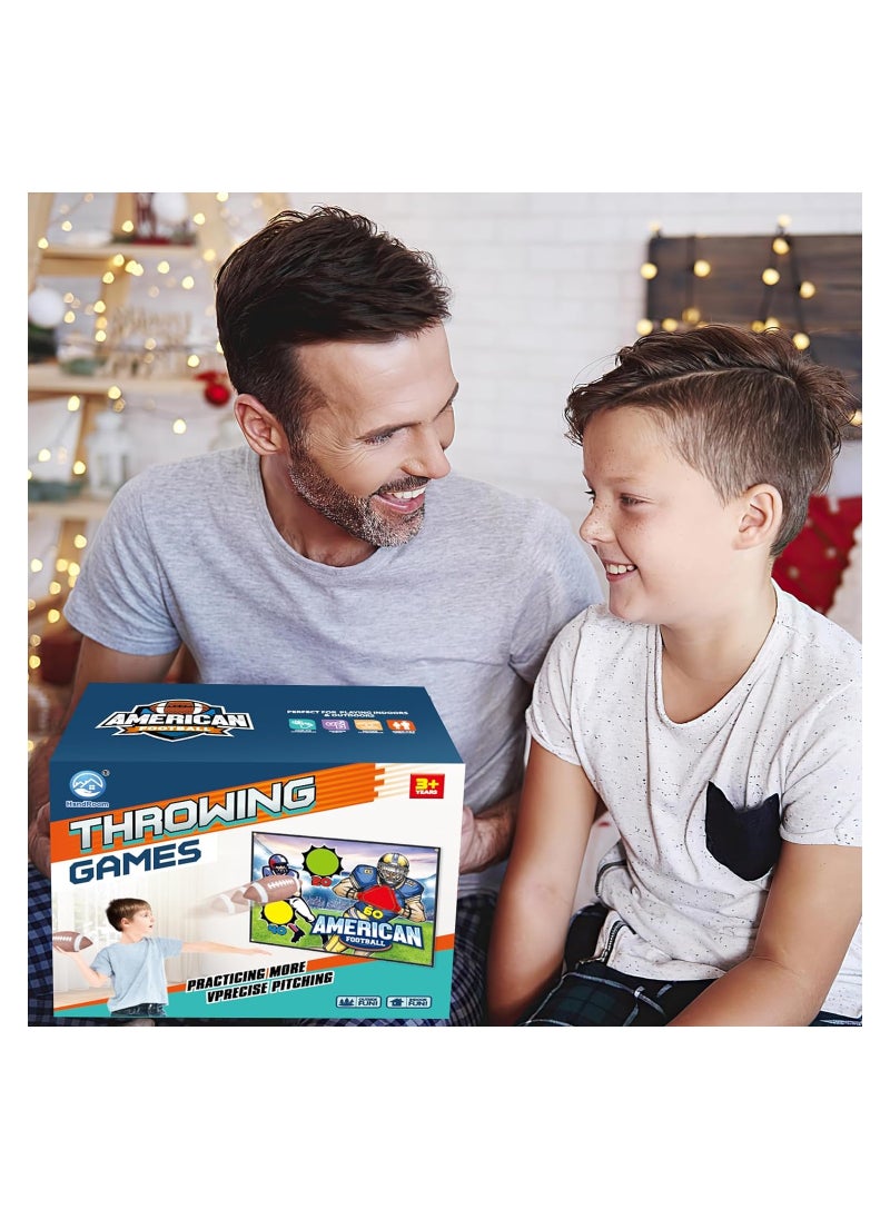 Football Toss Target Games Football Throwing Target Toy with Velcro Goal Soft Footballs Fun Indoor Outdoor Backyard Party Throwing Game Sports Gifts Toys for Boys Girls and Family Fun Play