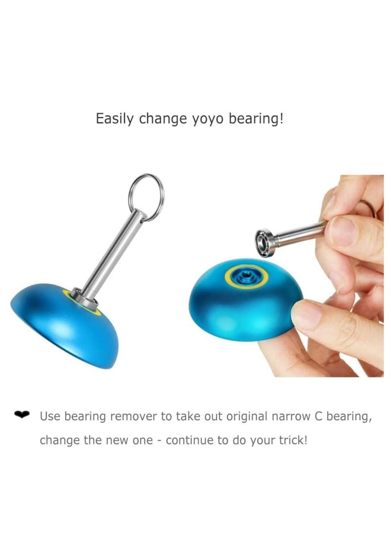 Ultimate Yoyo Bearing Set 10 Ball Golden Unresponsive Size C 8 Ball Narrow C Responsive Bearings with Removal Tool 6 Strings and Axles
