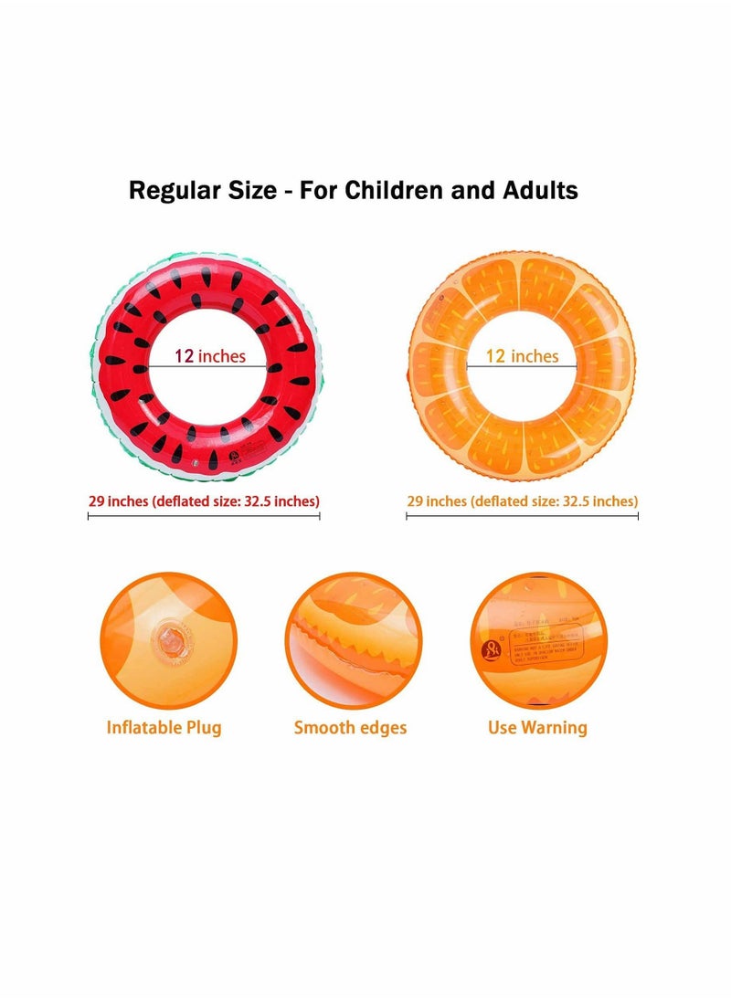 Inflatable Pool Floats Fruit Swim Tubes Rings, 32.5” Swim Rings Pool Floats Toys for Adults and Kids Beach Swimming Pool Toys - 4 Pack
