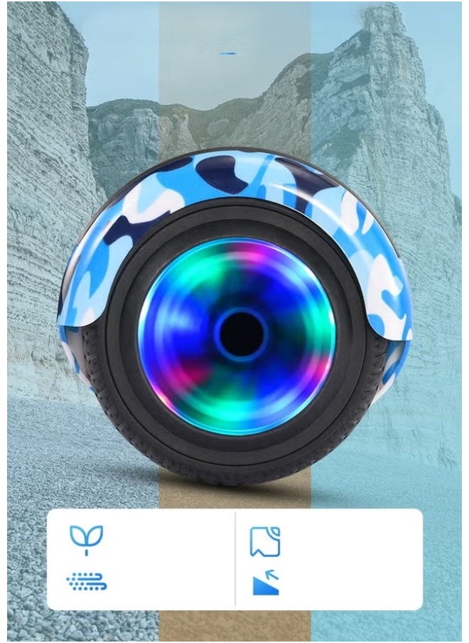 D1+BT+Light+Cartoon 500W Smart Balance Hoverboard 6.5 inch 2-Wheel Bluetooth Connected LED Lights, Max Load 120KG, Self-Balancing Electric Scooter for Kids and Adults, Perfect Gift for Teens,Blue