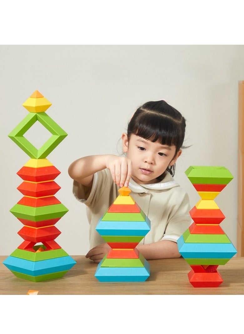 Transformable Magic Building Blocks Tower - Educational Luban Pyramid & Creative Stacking STEM Toy