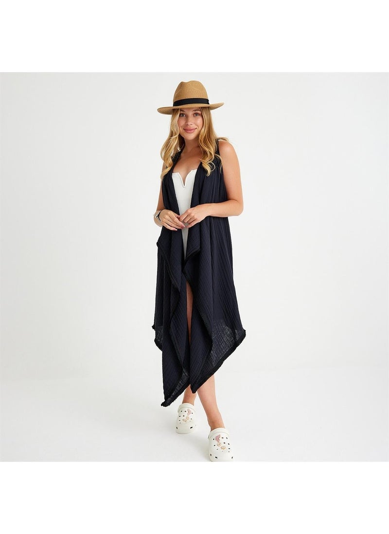 Cotton Woven Belted Tassel Beach Dress