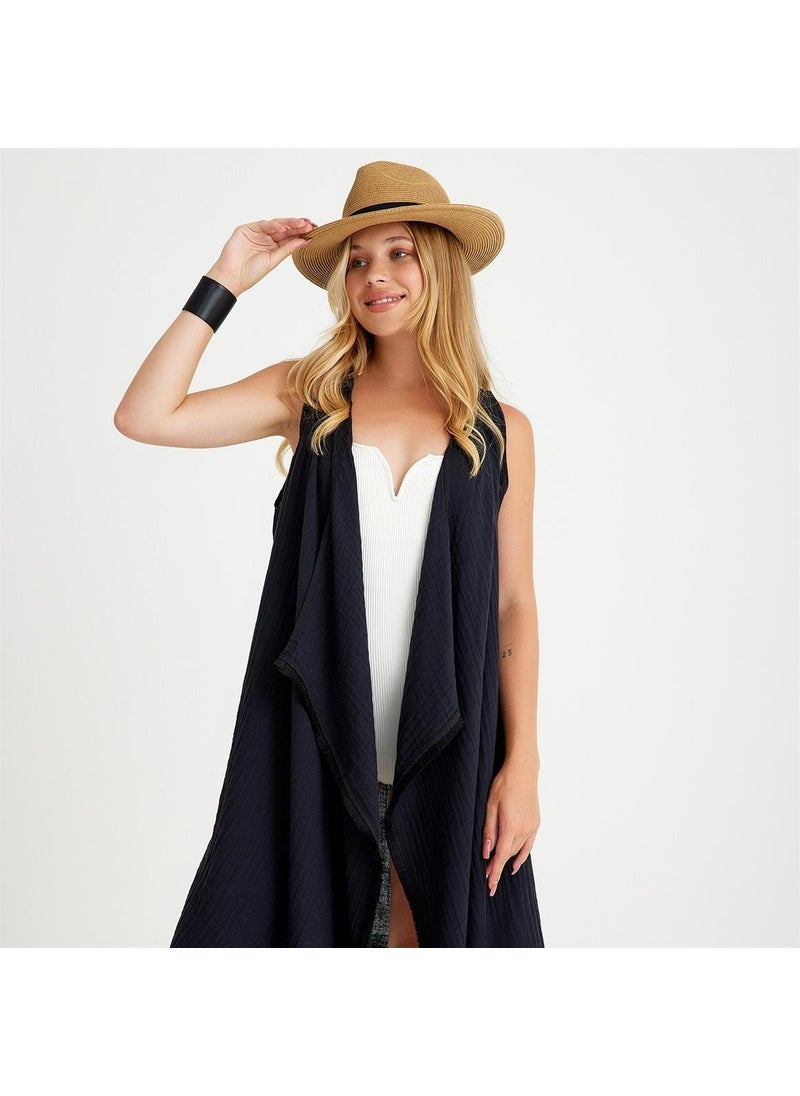 Cotton Woven Belted Tassel Beach Dress