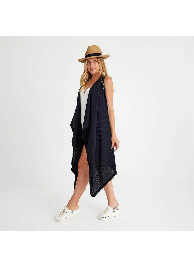 Cotton Woven Belted Tassel Beach Dress