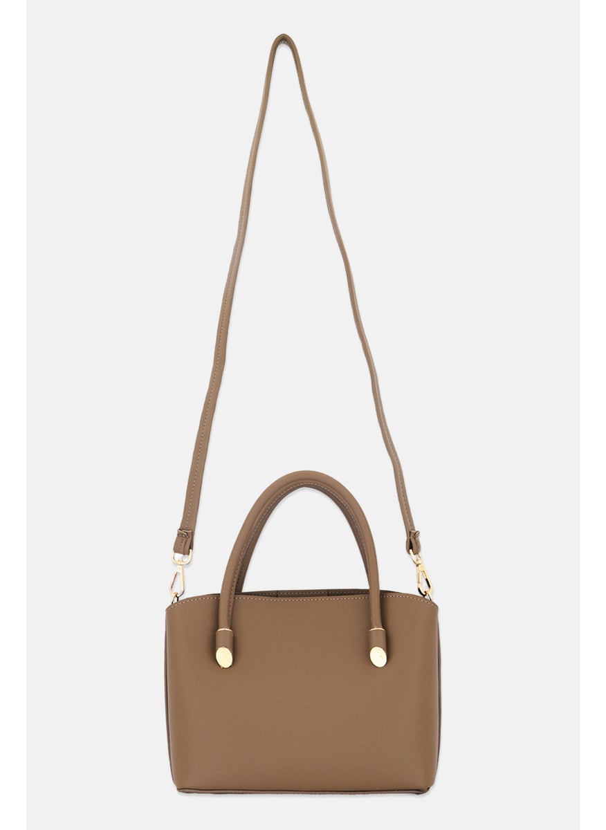 Women Brand Logo Ravenna Handbag, Taupe