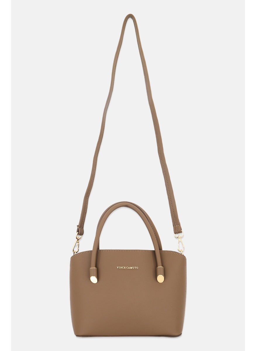 Women Brand Logo Ravenna Handbag, Taupe