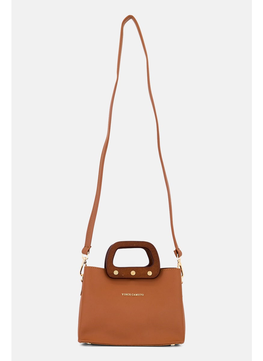 Women Brand Logo Handbag, Tan