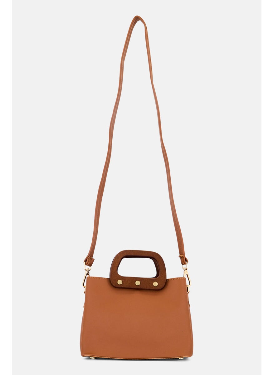 Women Brand Logo Handbag, Tan