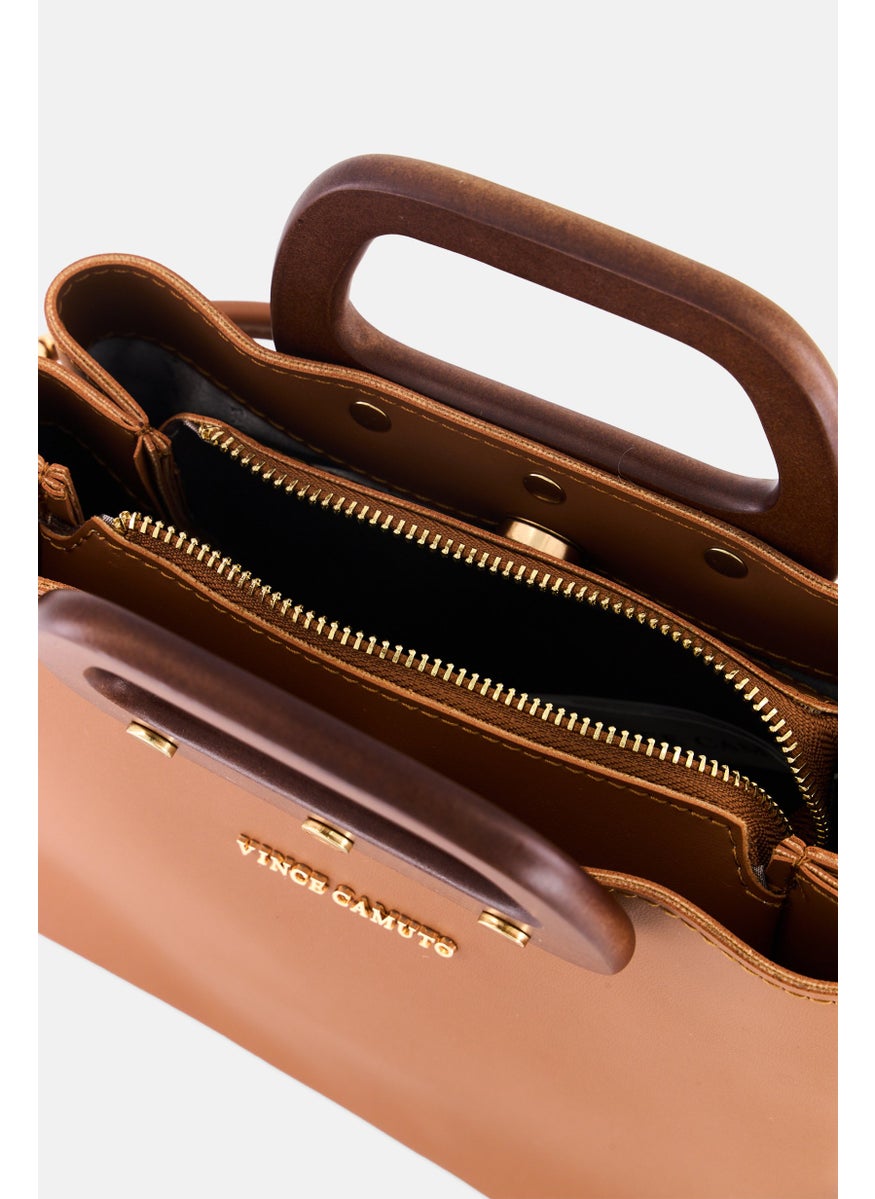 Women Brand Logo Handbag, Tan