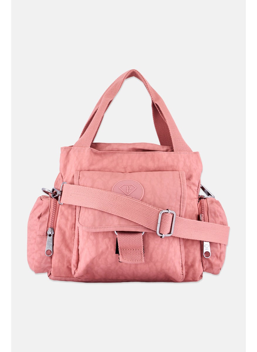 Women Brand Logo Handbag, Light Pink