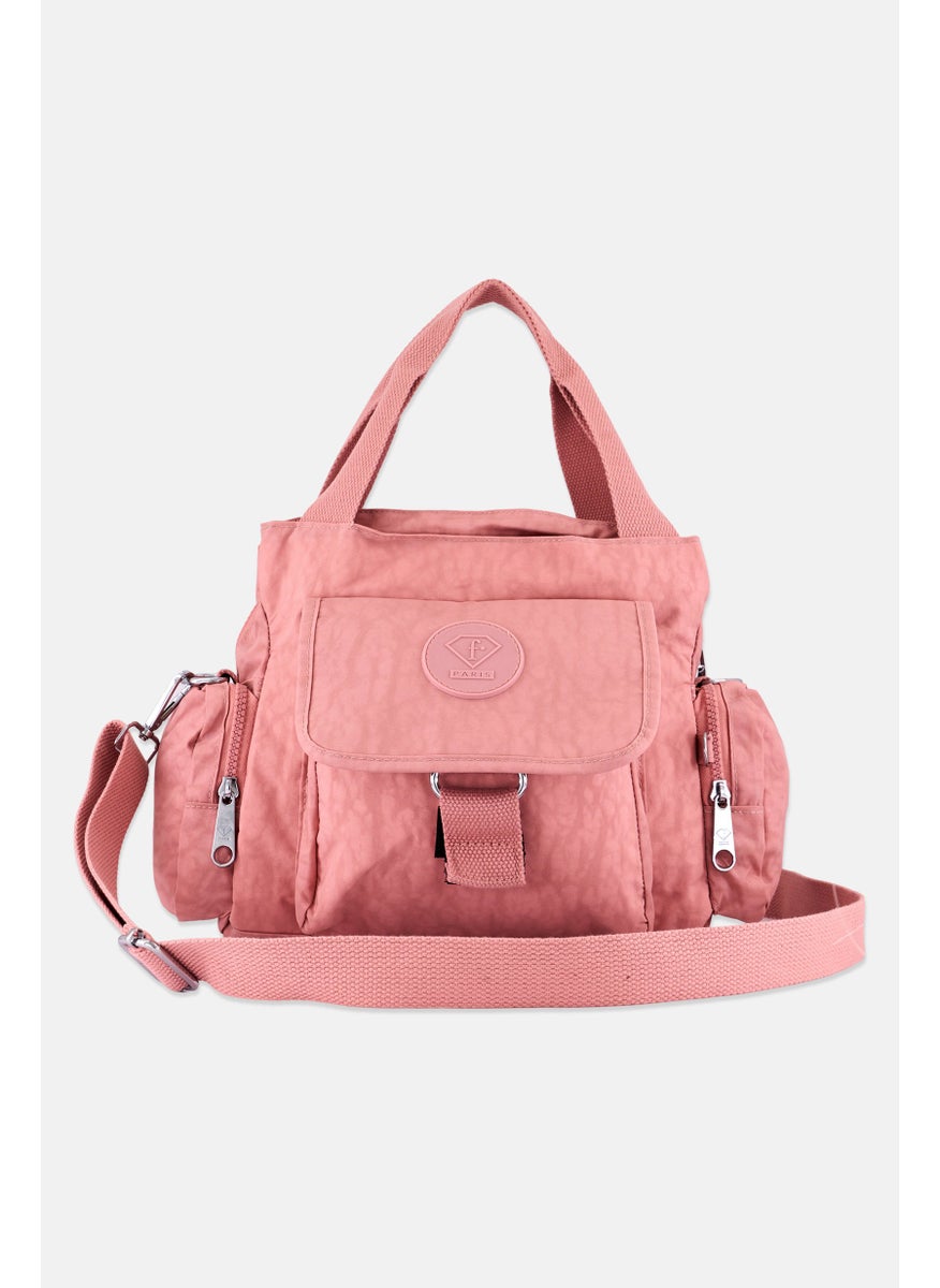 Women Brand Logo Handbag, Light Pink