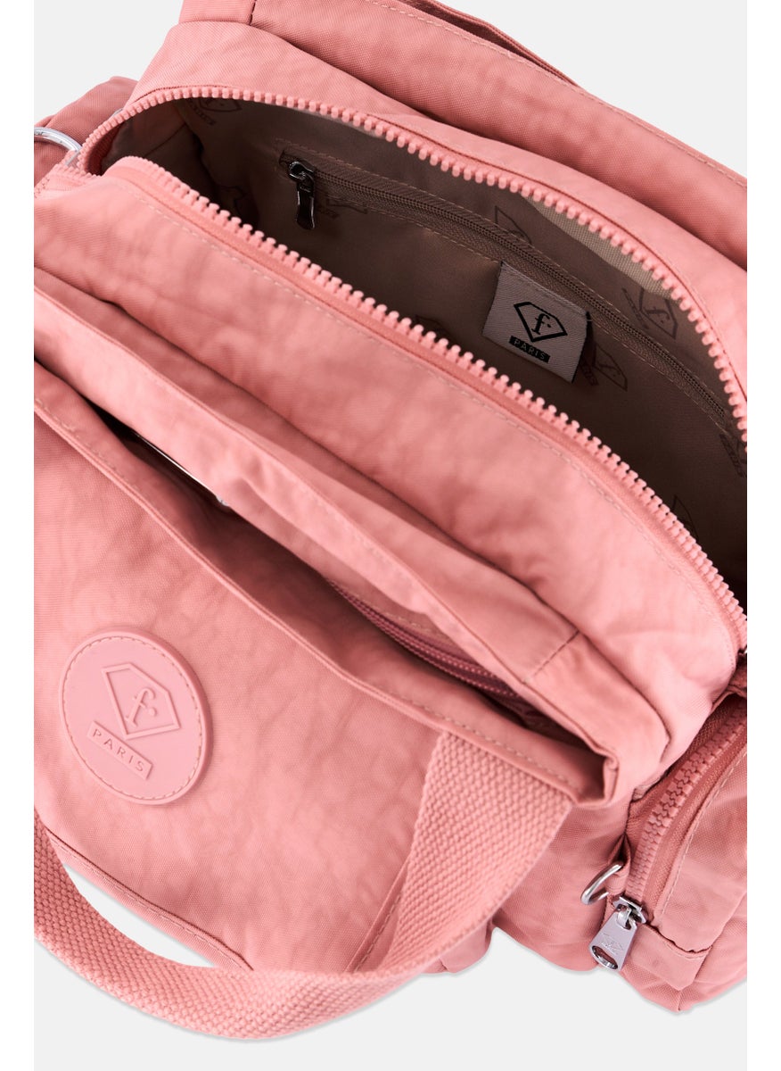 Women Brand Logo Handbag, Light Pink