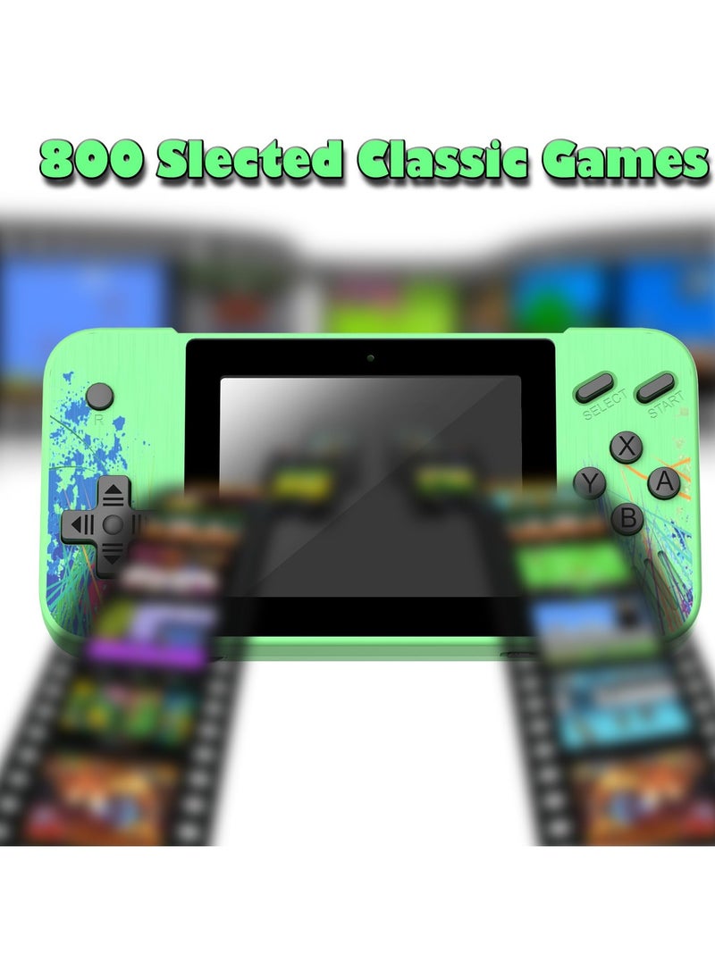 Handheld Game Console with 800 Classic FC Games, 3.5-inch Color Screen, 1200mAh Rechargeable Battery, TV Connectivity, Two-Player Support, Portable Retro Video Game Gift for Kids