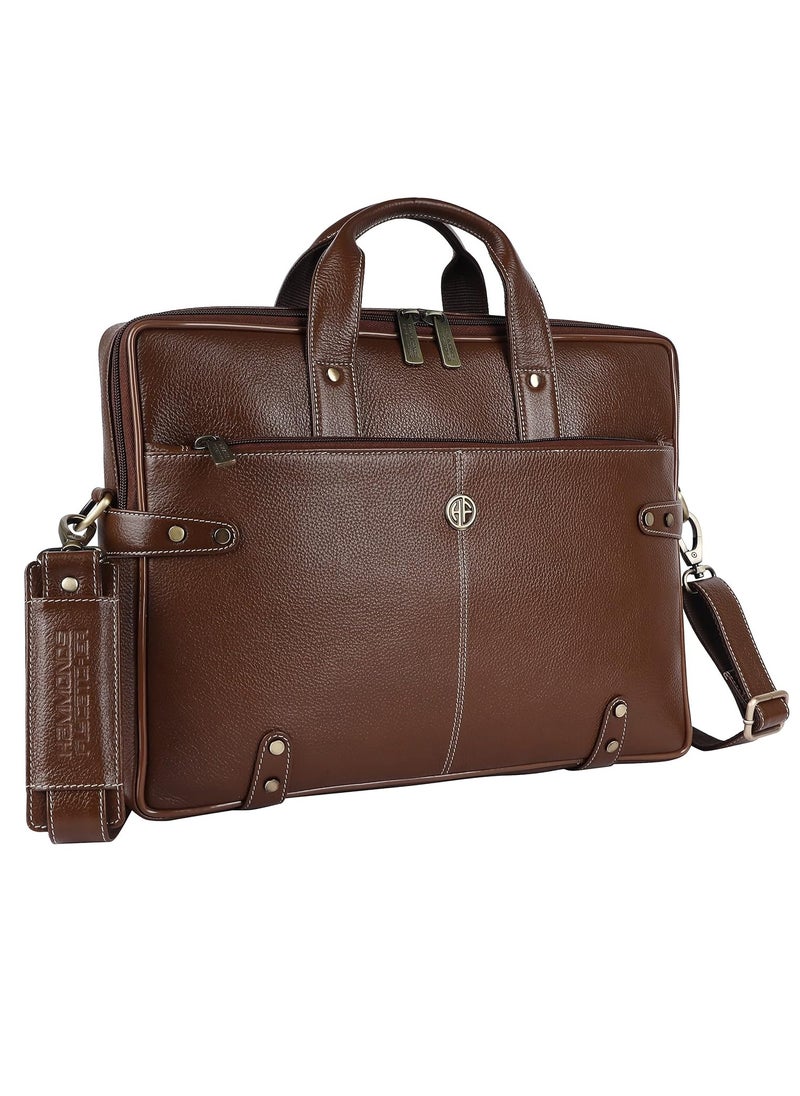 Laptop Bag for Men Leather Travel & Office Bag Fits Up to 16 Inch Laptop/MacBook Brushwood Stylish Crossbody Handbags with Adjustable Shoulder Straps
