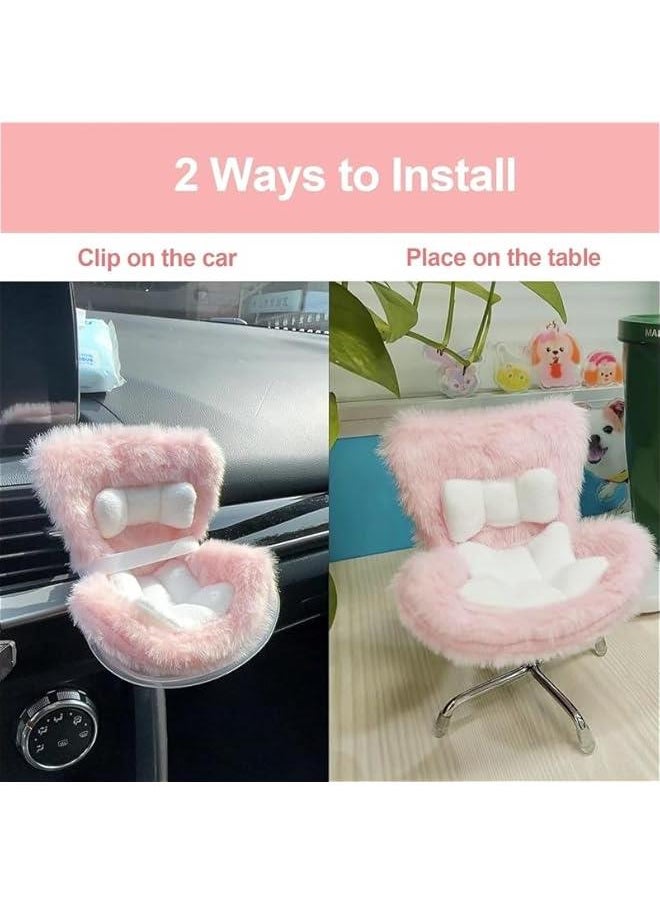 Car Seat for Labubu Dolls, Car Air Vent Decor, Decorative Display Dolls, Protect Dolls, Cute Car Interior Decor Accessories, Perfect for Car Decoration, Air Vent Clip and Desktop Stand(Gray)