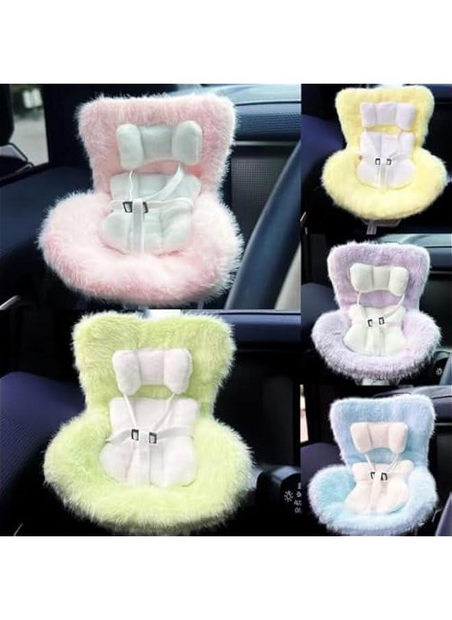 Car Seat for Labubu Dolls with Soft Furry Cushion, Air Vent Clip and Desktop Stand, Cute Functional Car Ornament for Labubu Fans and Doll Collectors, Cars Decoration Display Accessories(White,With Out