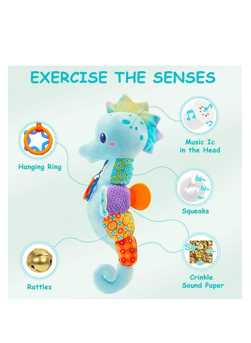Adorable Plush Musical Toys for Infants, Featuring Lights & Sounds, Multi-Textured Rattles, Wobble Sensory Toys, Perfect Birthday Gift for Newborn Boys & Girls.