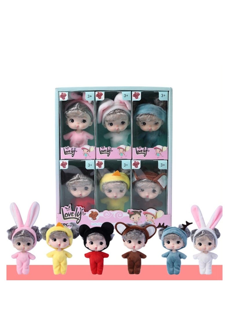 Mini Adjustable Joint Doll Set, Cute Character Statues for Kids, Perfect Birthday Gifts for Boys and Girls Ages 3-5, Made of Durable, Odorless PVC (6 Pieces)